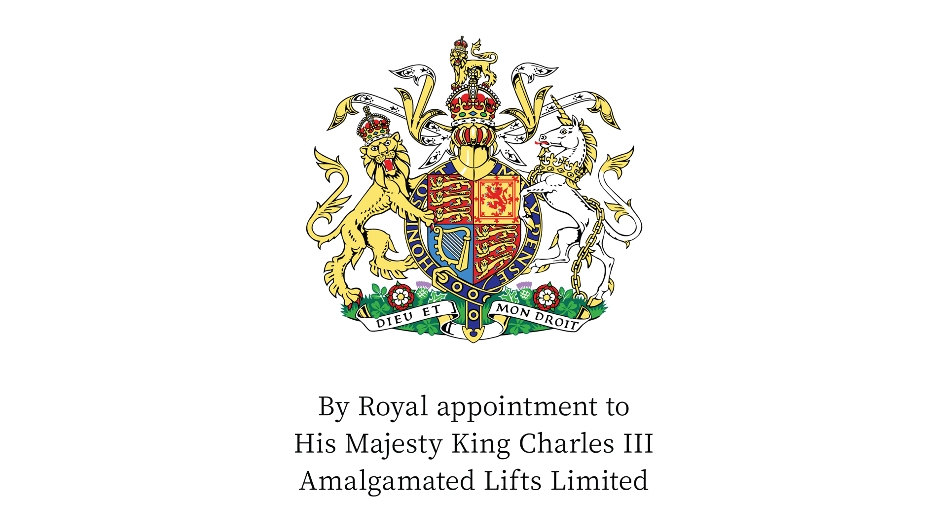 Amalgamated Lifts Limited proudly announce their Royal Warrant Appointment to His Majesty King Charles III